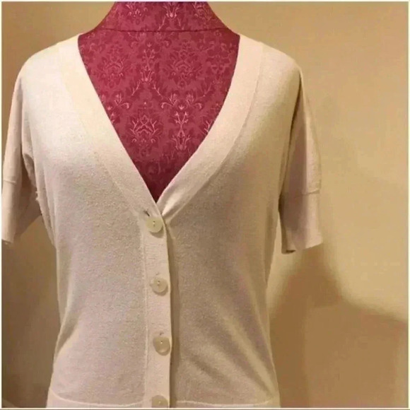 Ann Taylor Loft Sweater S Beige V Neck Cardigan - Picture 2 of 5